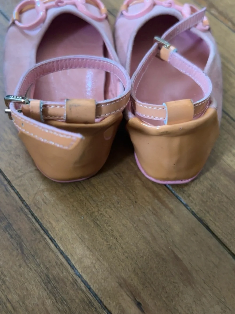 Gucci Pink Suede & Peach Patent Leather Kids Ballet Flats